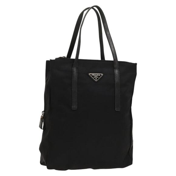 PRADA Hand Bag Nylon Black Silver - Picture 1 of 12